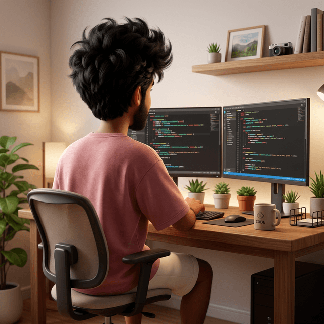 Working at home desk